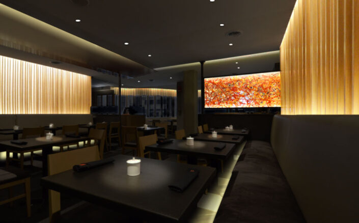 Art Washi Screen At An Upscale Japanese Restaurant